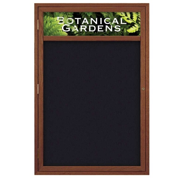 Sliding Glass Door Radius Letterboard, Hdr, 96"x48", Satin/Licorice Vinyl